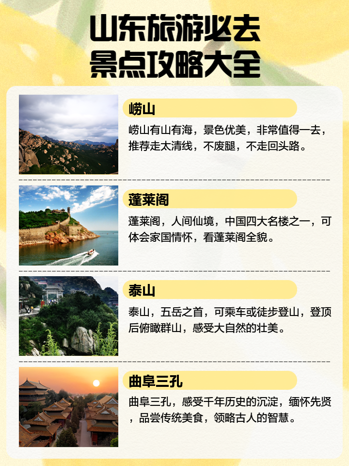 山東旅游景點(diǎn)一覽，美景盡收眼底，山東美景一覽，景點(diǎn)大全與盡收眼底之旅